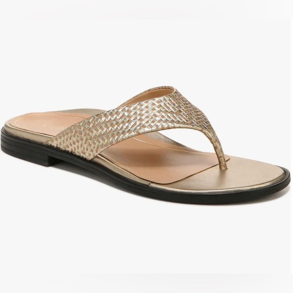Vionic Metallic Gold Woven Thong Sandals